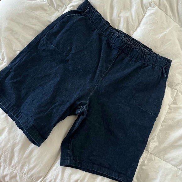 Pants - Dark Blue Baggy Denim Jorts